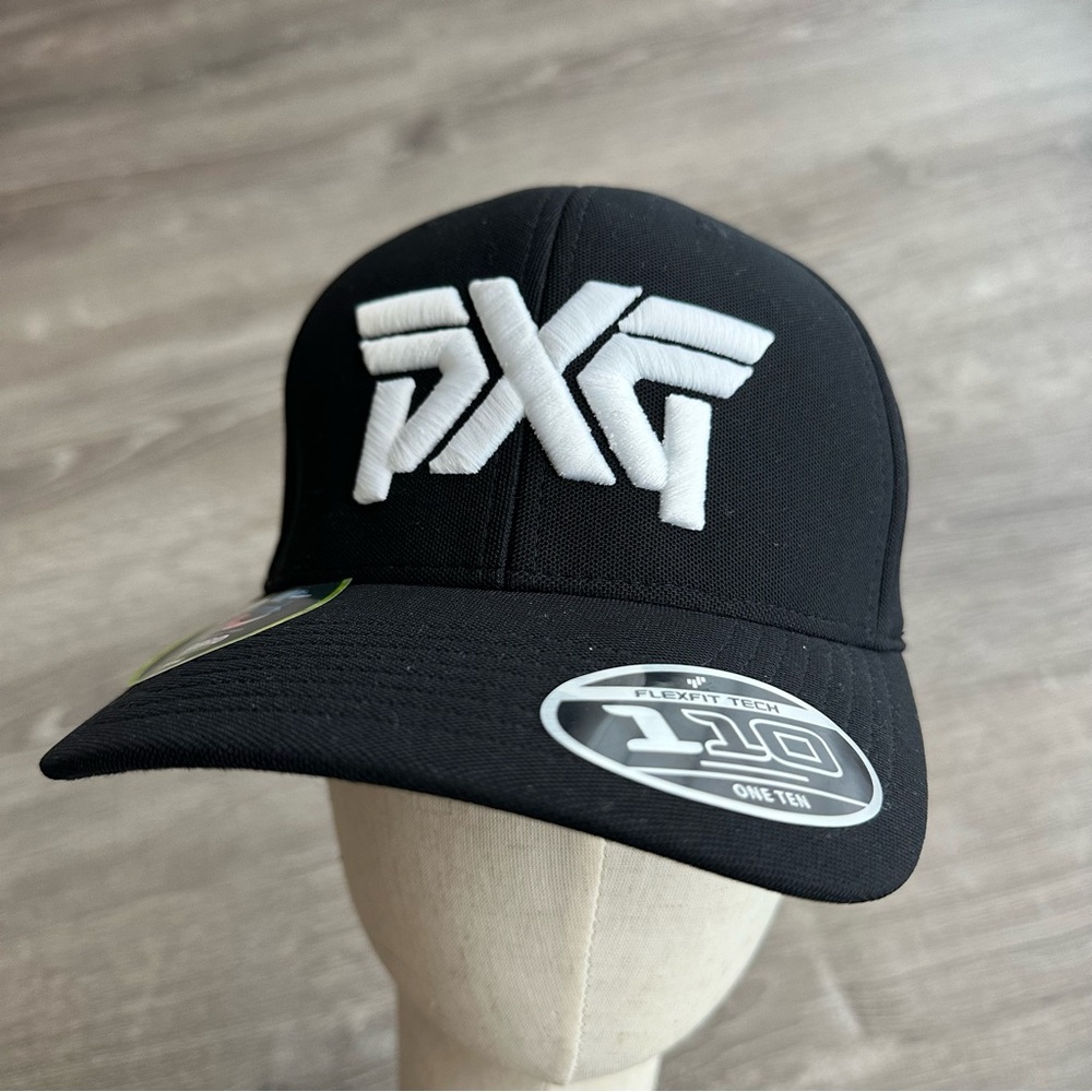PXG 110 Flexfit Parsons Extreme Golf Cap, Black & White Classic Logo, Adjustable